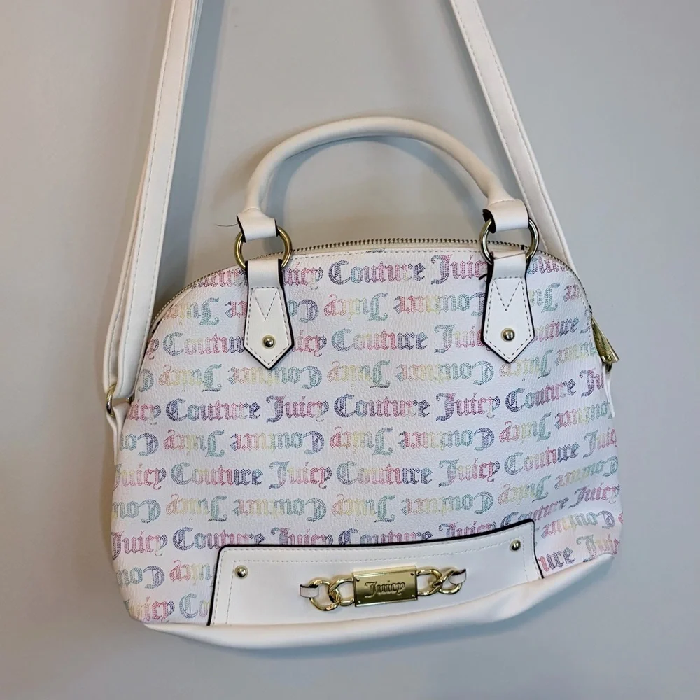 Juicy Couture White Satchel with Colorful Logo